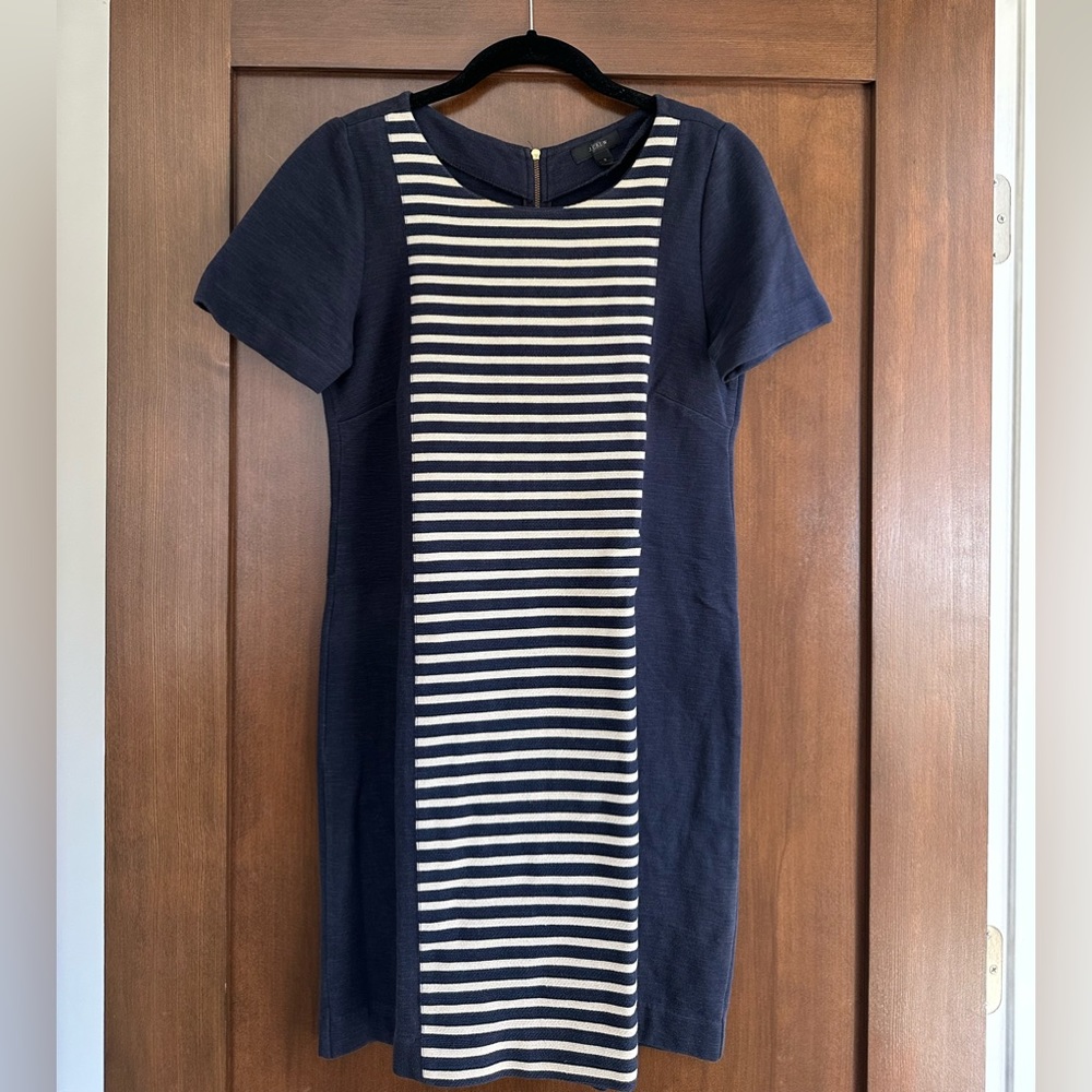 J.Crew Striped Dress w/ Zipper Detail